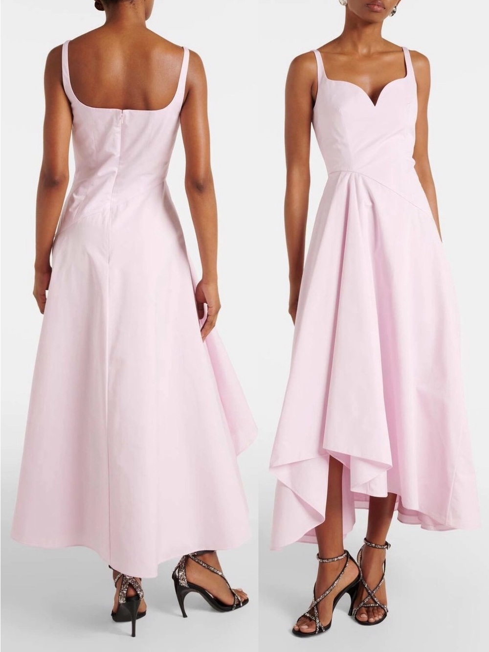 Alexander McQueen Asymmetric Cotton Poplin Midi Dress Ice Pink IT 40 US 4 NWT